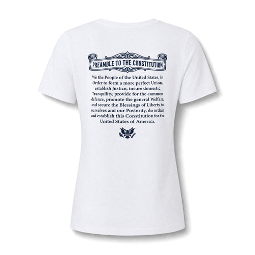 American Pride V-Neck Tee — Eagle Graphic with 'Preamble to the Constitution' Back