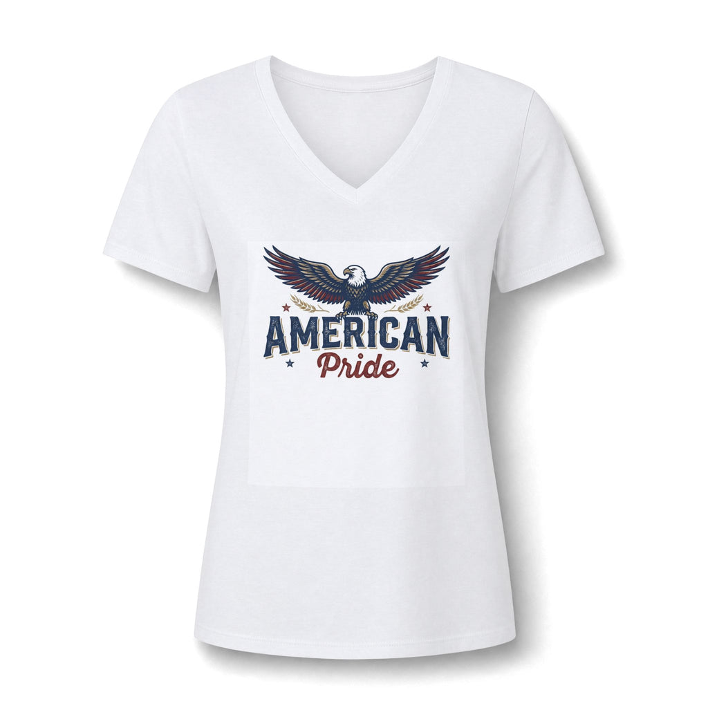 American Pride V-Neck Tee — Eagle Graphic with 'Preamble to the Constitution' Back