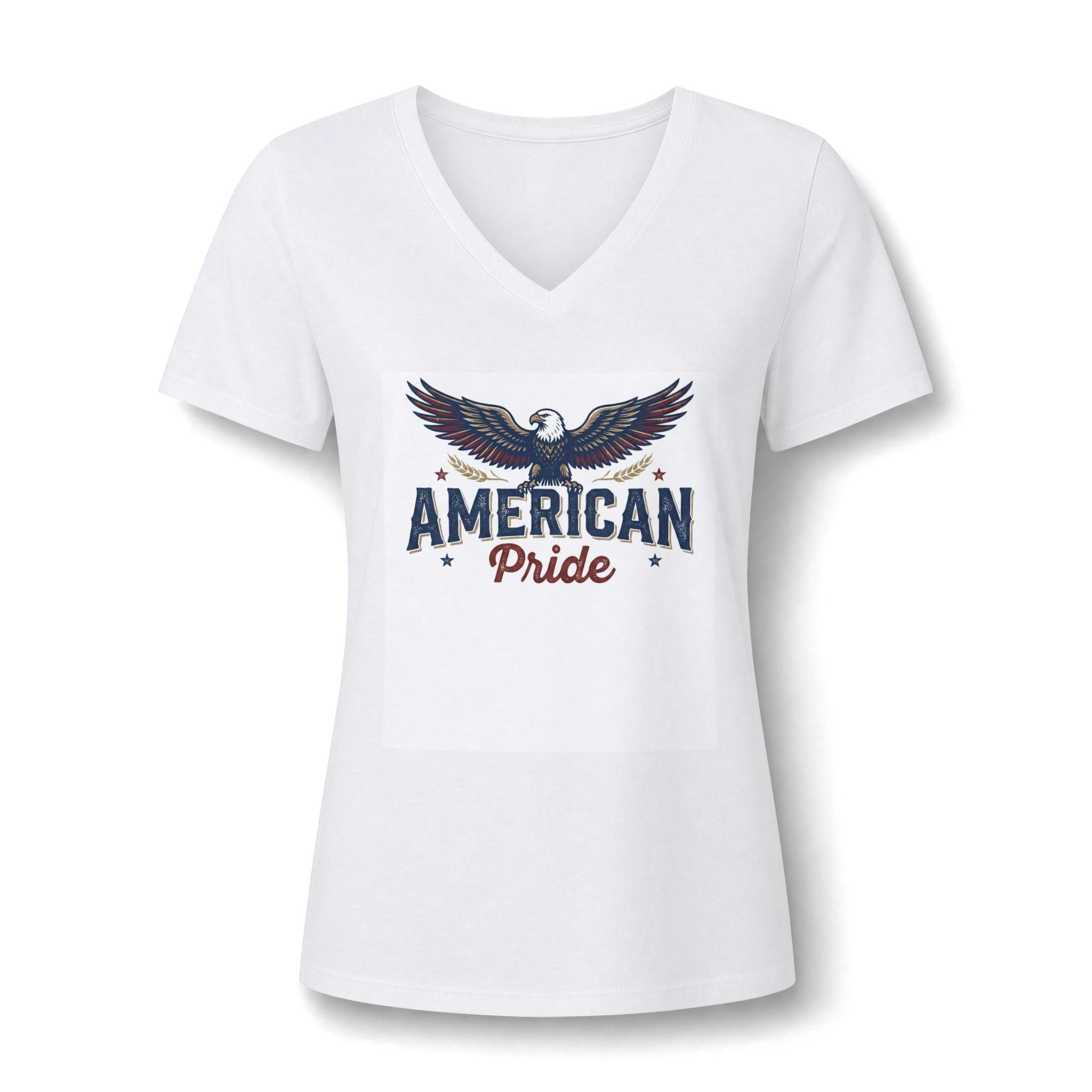 American Pride V-Neck Tee — Eagle Graphic with 'Preamble to the Constitution' Back