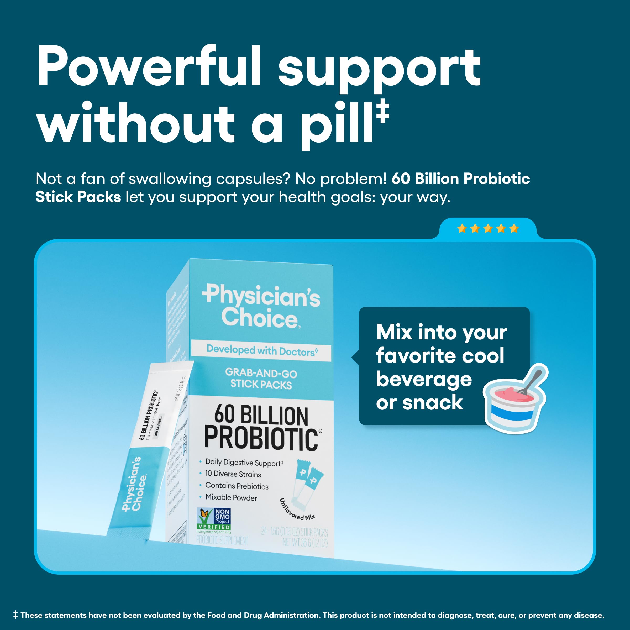 Physician's Choice Probiotics 60 Billion CFU - 10 Strains + Organic Prebiotics - Immune, Digestive & Gut Health - Supports Occasional Constipation, Diarrhea, Gas & Bloating - for Women & Men - 30ct